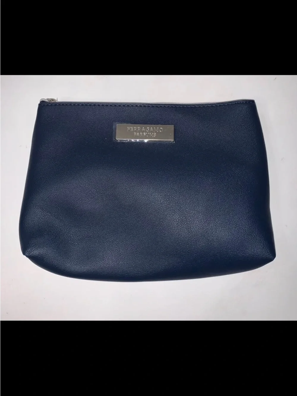Salvatore Ferragamo Navy Leather Toiletry Pouch